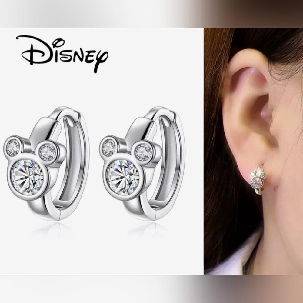 Disney NWOT .925 Silver Mickey Mouse Hoops